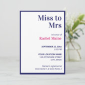 ブルー名門私立校風の&ピンクストライプブライダルシャワー 招待状 (スタンド正面)