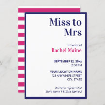 ブルー名門私立校風の&ピンクストライプブライダルシャワー