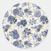 ブルー図解入りの、写真付きのつる植物フラワーズボタニカル ラウンドシール (正面)