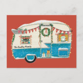 ブルー図解入りの、写真付きのヴィンテージトレーラ シーズンポストカード (正面)