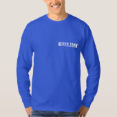 ブルー地にホワイトのKleen Tank長袖 カスタマイズ可能 Tシャツ (正面)
