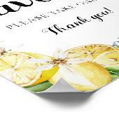 ブルー地中海のイタリアンタイルのレモンが看板を引き立てる ポスター (角)