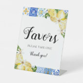 ブルー地中海のイタリアンタイルのレモンが看板を引き立てる 台座サイン (正面)