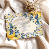 ブルー地中海のイタリアンタイル&レモ結婚ン エンクロージャーカード