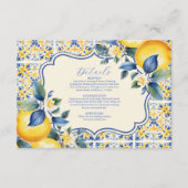 ブルー地中海のイタリアンタイル&レモ結婚ン エンクロージャーカード (正面)