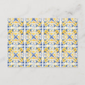 ブルー地中海のイタリアンタイル&レモ結婚ン エンクロージャーカード (裏面)