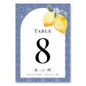 ブルー地中海のタイタリアンイル結婚レモン テーブルナンバー (裏面)