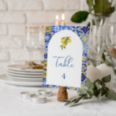 ブルー地中海のタイルと柑橘系のテーブル番号 テーブルナンバー