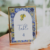 ブルー地中海のタイルと柑橘系のテーブル番号 テーブルナンバー