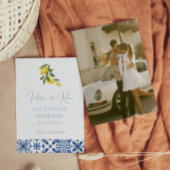 ブルー地中海のタイルと柑橘類結婚の写真 招待状