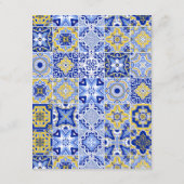 ブルー地中海のタイルと柑橘類結婚詳細 エンクロージャーカード (裏面)