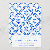 ブルー地中海のタイルビーチサマー結婚ズ セーブザデート (正面/裏面)