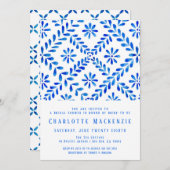 ブルー地中海のタイルビーチ夏ブライダルシャワー 招待状 (正面/裏面)