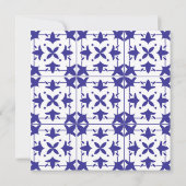 ブルー地中海のタイルレモンフローラブライダルシャワー 招待状 (裏面)