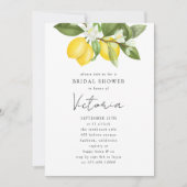 ブルー地中海のタイルレモンブライダルシャワー 招待状 (正面)