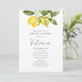 ブルー地中海のタイルレモンブライダルシャワー 招待状 (スタンド正面)