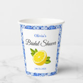 ブルー地中海のタイルレモンブライダルシャワー 紙コップ (正面)