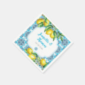 ブルー地中海のタイルレモン特別イベント スタンダードカクテルナプキン (角)