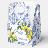 ブルー地中海のタイルレモン赤ちゃんシャワー フェイバーボックス (オープン)