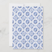 ブルー地中海のタイルレモン赤ちゃんシャワー 招待状 (裏面)