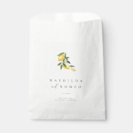 ブルー地中海のタイル&シトラス結婚式の引き出物バッグ フェイバーバッグ