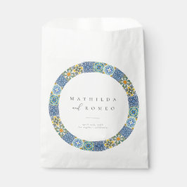 ブルー地中海のタイル&シトラス結婚式の引き出物バッグ フェイバーバッグ
