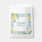 ブルー地中海のタイル&レモンブライダルシャワー フェイバーバッグ (正面)