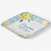 ブルー地中海のタイル&レモンブライダルシャワー ペーパープレート (傾斜あり)