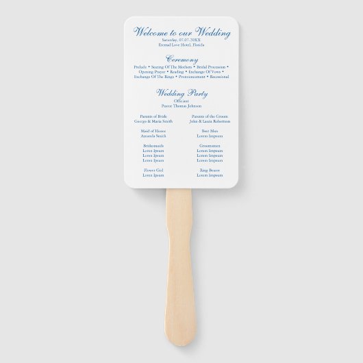 ブルー地中海のタイル&レモン結婚式 プログラム ハンドファン (裏面)