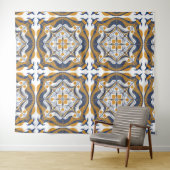 ブルー地中海のホワイトレモン タペストリー (インサイチュ(横))