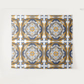 ブルー地中海のホワイトレモン タペストリー (正面(横))