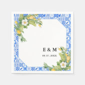 ブルー地中海のボホ結婚レモン スタンダードカクテルナプキン (正面)