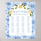 ブルー地中海のレ結婚モンのシーティングチャート ポスター (正面)