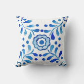 ブルー地中海の王室のタイルサントリーニ クッション (裏面)