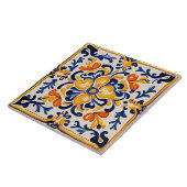 ブルー地中海の&イエローフローラフラワーシチリア タイル (側面)