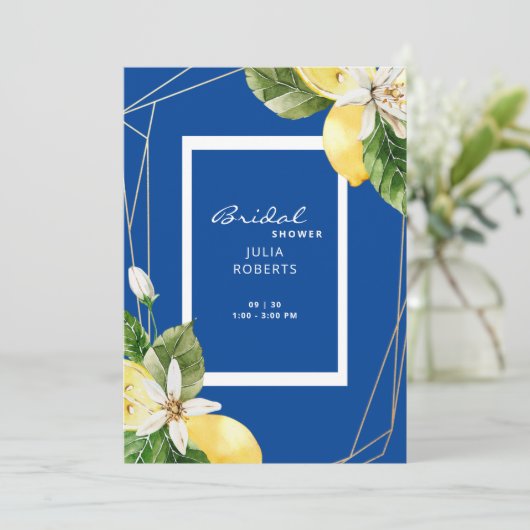 ブルー地中海の&イエローレモンブライダルシャワー 招待状 (スタンド正面)