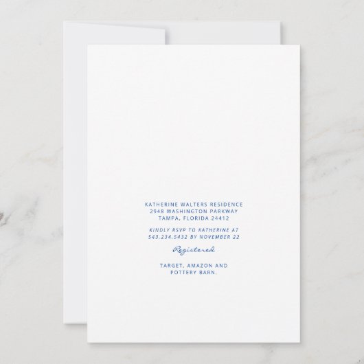 ブルー地中海の&イエローレモンブライダルシャワー 招待状 (裏面)