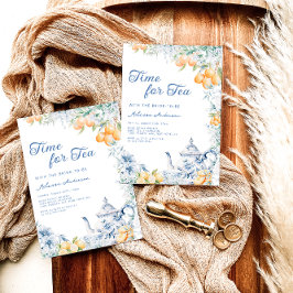 ブルー地中海の&レモンティーパーティーブライダル 招待状