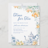 ブルー地中海の&レモンティーパーティーブライダル 招待状 (正面)