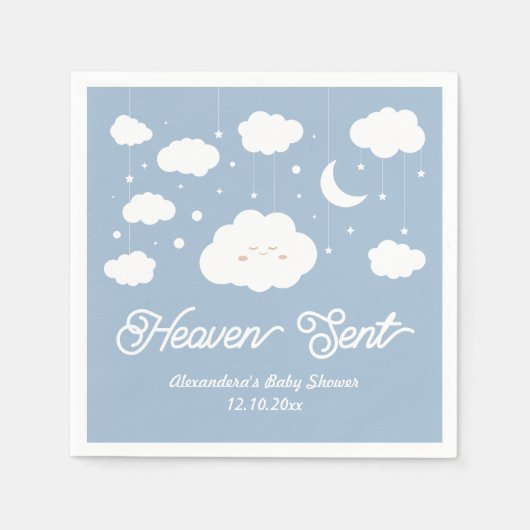 ブルー天国が赤ちゃんシャワーを送った スタンダードカクテルナプキン (正面)
