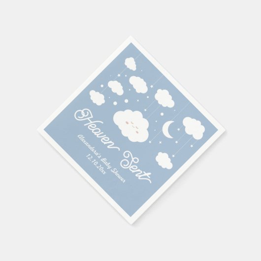 ブルー天国が赤ちゃんシャワーを送った スタンダードカクテルナプキン (角)