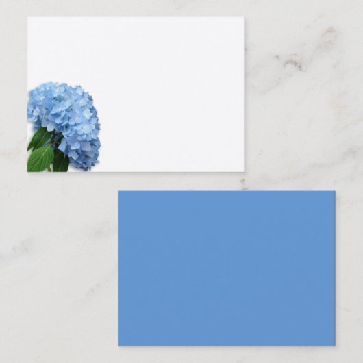 ブルー天国アジサイ空白のフラワーホワイト プレイスカード (正面/裏面)
