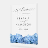 ブルー天国アジサイ結婚ズウェルカム不透明 アクリルサイン (傾斜)