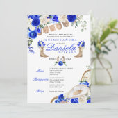 ブルー女性のカーボーイブーツ&ロープマリアチキンセアニラ 招待状 (スタンド正面)