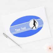 ブルー姿スケートで滑る 楕円形シール (封筒)