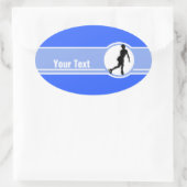 ブルー姿スケートで滑る 楕円形シール (バッグ)