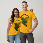 ブルー威厳のあるキツネリンクバイラブデザイン Tシャツ (ユニセックス)