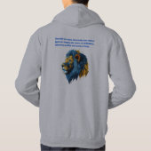 ブルー威厳のあるライオンパワーフード付きスウェットシャツ パーカ (裏面)