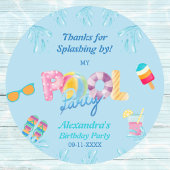 ブルー子供の誕生日プールパーティーお願い有難う ラウンドシール