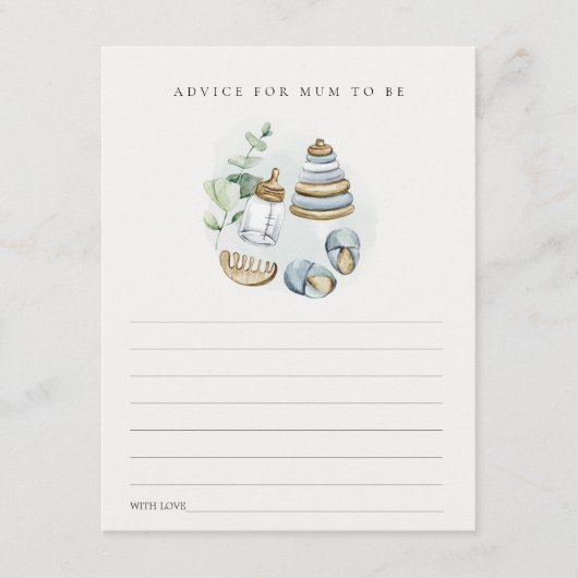 ブルー子供部屋必須アドバイスマムベイビーシャワー エンクロージャーカード (正面)